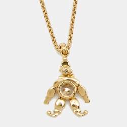 Pre Owned Chopard Happy Diamond Clown Diamond 18k Yellow Gold Pendant Necklace