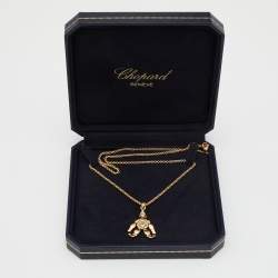 Pre Owned Chopard Happy Diamond Clown Diamond 18k Yellow Gold Pendant Necklace
