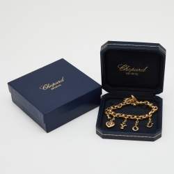 Pre Owned Chopard Happy Diamond 'I Love You' Diamonds 18k Yellow Gold Charm Bracelet