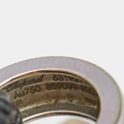 Chopard Chopardissimo Black Leather 18k Two Tone Gold Adjustable Cord Bracelet