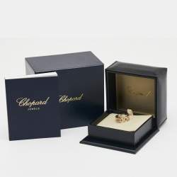 Pre Owned Chopard Happy Diamond Steel 18k Rose Gold Panther Link Flex Ring Size 55