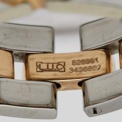 Pre Owned Chopard Happy Diamond Steel 18k Rose Gold Panther Link Flex Ring Size 55