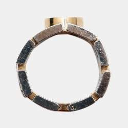 Pre Owned Chopard Happy Diamond Steel 18k Rose Gold Panther Link Flex Ring Size 55