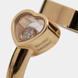 Chopard Happy Hearts Mother of Pearl Diamond 18k Rose Gold Ring Size 49
