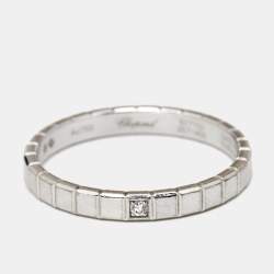 Chopard Ice Cube Diamond 18k White Gold Band Ring Size 54