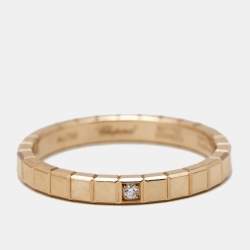 Chopard Ice Cube Diamond 18k Rose Gold Band Ring Size 52
