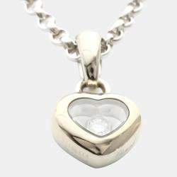 Pre Owned Chopard Happy Diamonds Heart 18K White Gold Diamond Necklace