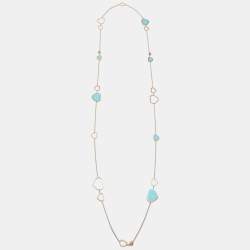 Chopard Happy Heart Diamond Turquoise 18k Rose Gold Long Necklace