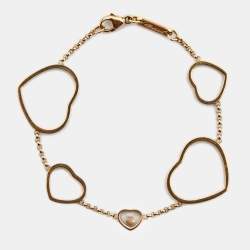 Pre Owned Chopard Happy Hearts Diamond 18k Rose Gold Bracelet
