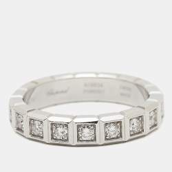 Chopard Ice Cube Diamond 18K White Gold Band Ring Size 53