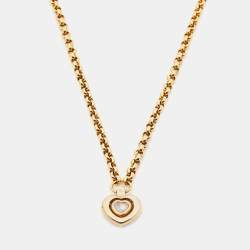 Pre Owned Chopard Happy Heart Diamonds 18k Yellow Gold Necklace