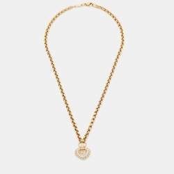 Pre Owned Chopard Happy Heart Diamonds 18k Yellow Gold Necklace
