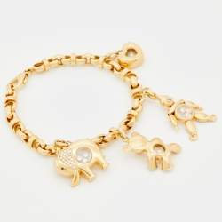 Chopard Happy Diamonds Sapphire 4-Charm 18k Yellow Gold Bracelet