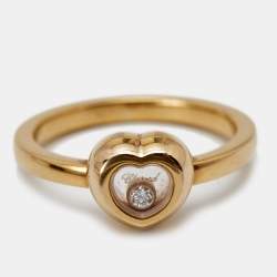 Pre Owned Chopard Happy Diamond 18k Rose Gold Heart Ring Size 50