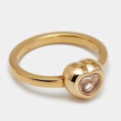 Pre Owned Chopard Happy Diamond 18k Rose Gold Heart Ring Size 50