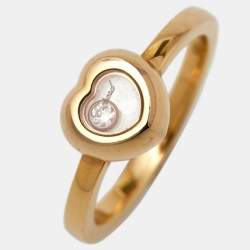Pre Owned Chopard Happy Diamond 18k Rose Gold Heart Ring Size 50