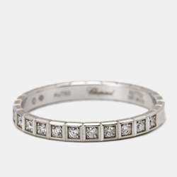 Chopard Ice Cube Diamonds 18k White Gold Band Ring Size 54