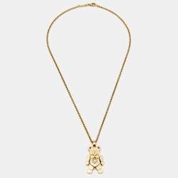 Pre Owned Chopard Happy Diamonds Teaddy Bear Diamonds 18k Yellow Gold Pendant Necklace