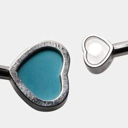 Chopard Happy Heart Diamond Turquoise 18k White Gold Open Cuff Bracelet