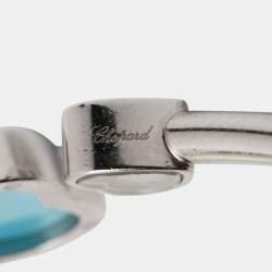 Chopard Happy Heart Diamond Turquoise 18k White Gold Open Cuff Bracelet