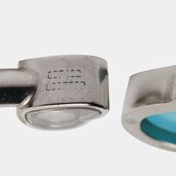 Chopard Happy Heart Diamond Turquoise 18k White Gold Open Cuff Bracelet