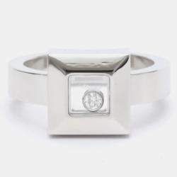 Chopard Happy Diamonds Icon 18K White Gold Diamond Ring EU 52