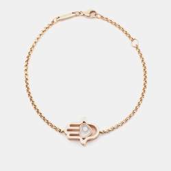 Pre Owned Chopard Happy Diamond Hamsa Hand 18k Rose Gold Bracelet