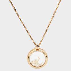 Chopard Happy Diamonds with Floating Arabic Letter 18k Rose Gold Pendant Necklace
