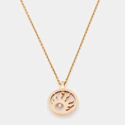 Pre Owned Chopard Happy Sun Diamond 18k Rose Gold Pendant Necklace