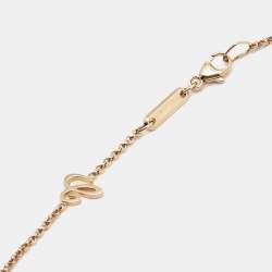 Chopard Happy Hearts Pink Inlay Diamond 18k Rose Gold Pendant Necklace