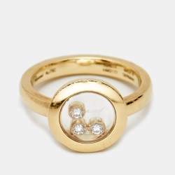 Chopard Happy Diamonds Icon Diamond 18k Yellow Gold Ring Size 52