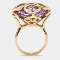 Chopard Imperiale Amethyst Diamond 18k Rose Gold Cocktail Ring Size 53