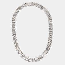 Pre Owned Chopard Ice Cube Three Row Diamonds 18K White Gold Necklace, Earrings & Ring Set