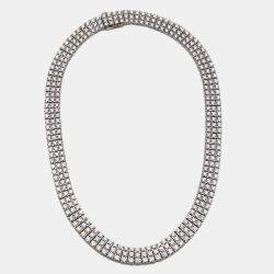 Pre Owned Chopard Ice Cube Three Row Diamonds 18K White Gold Necklace, Earrings & Ring Set