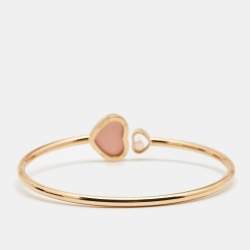 Chopard Happy Hearts Diamond Pink Stone 18k Rose Gold Open Cuff Bracelet