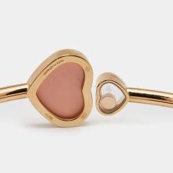 Chopard Happy Hearts Diamond Pink Stone 18k Rose Gold Open Cuff Bracelet