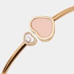Chopard Happy Hearts Diamond Pink Stone 18k Rose Gold Open Cuff Bracelet