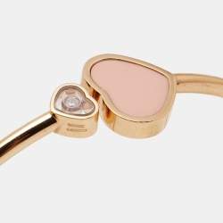 Chopard Happy Hearts Diamond Pink Stone 18k Rose Gold Open Cuff Bracelet