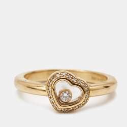 Chopard Happy Diamonds 18k Yellow Gold Ring Size 53