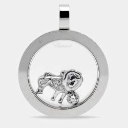 Chopard Happy Diamonds Floating Lion Motif Diamond 18k White Gold Pendant