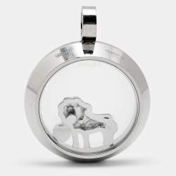 Chopard Happy Diamonds Floating Lion Motif Diamond 18k White Gold Pendant