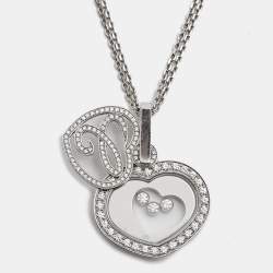 Pre Owned Chopard Happy Diamonds 18k White Gold Pendant Necklace