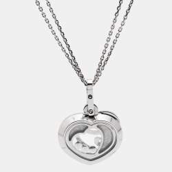 Pre Owned Chopard Happy Diamonds 18k White Gold Pendant Necklace