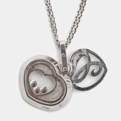 Pre Owned Chopard Happy Diamonds 18k White Gold Pendant Necklace