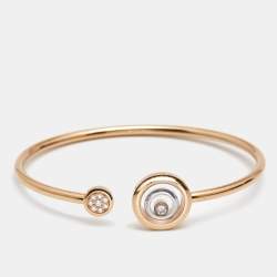 Chopard Happy Spirit Diamonds 18k Two Tone Gold Open Cuff Bracelet