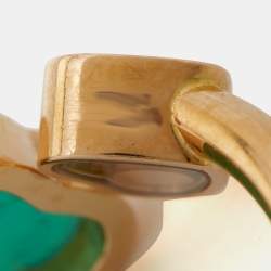 Chopard Happy Hearts Green Agate Diamond 18K Rose Gold Ring Size 54