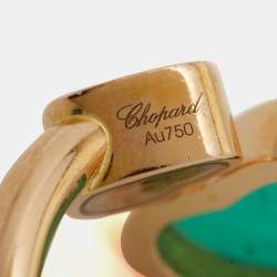 Chopard Happy Hearts Green Agate Diamond 18K Rose Gold Ring Size 54