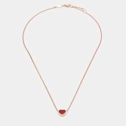 Pre Owned Chopard My Happy Hearts Carnelian 18K Rose Gold Necklace