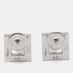 Chopard Happy Diamonds Diamond 18K White Gold Square Stud Earrings