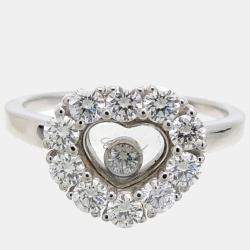 Chopard Happy Diamonds Heart 18K White Gold Diamond Ring EU 48